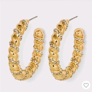 Sugarfix by baublebar Crystal & Gold Twisted Hool Earrings